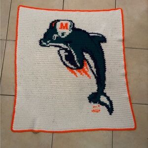 Miami Dolphins Handmade Crochet Blanket 40x34
